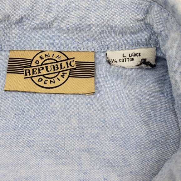 Vintage DENIM REPUBLIC Embroidered Floral SHIRT Button Down LS Women' s Sz LARGE - Picture 11 of 16